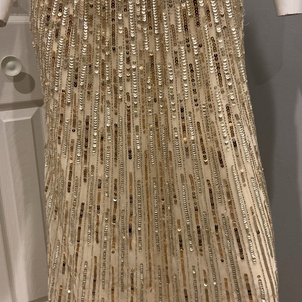 NWOT Mac Duggal cream beaded gown - Picture 6 of 14